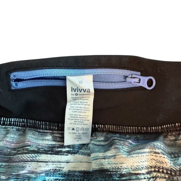 Ivivva By Lululemon Girls Athletic Shorts Size 10 Black/Blue Multicolor With Str - Picture 2 of 6